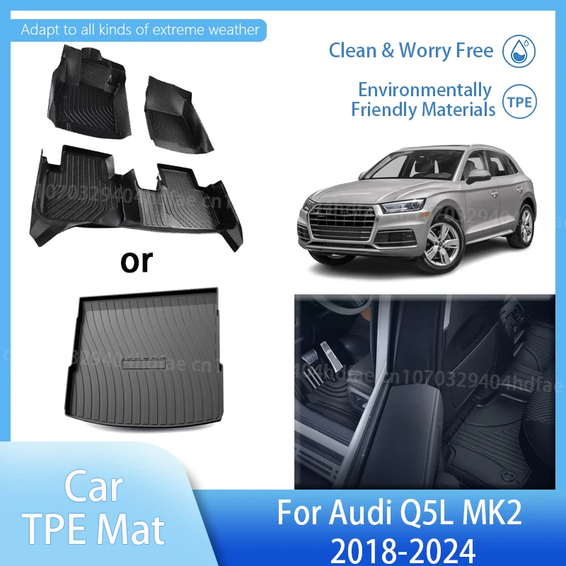 

LHD TPE Car Floor Mats For Audi Q5L MK2 2018 2019 2020 2021 2022 2023 2024 Cargo Liner Rug Foot Pad Rugs Trunk Mat Accessories