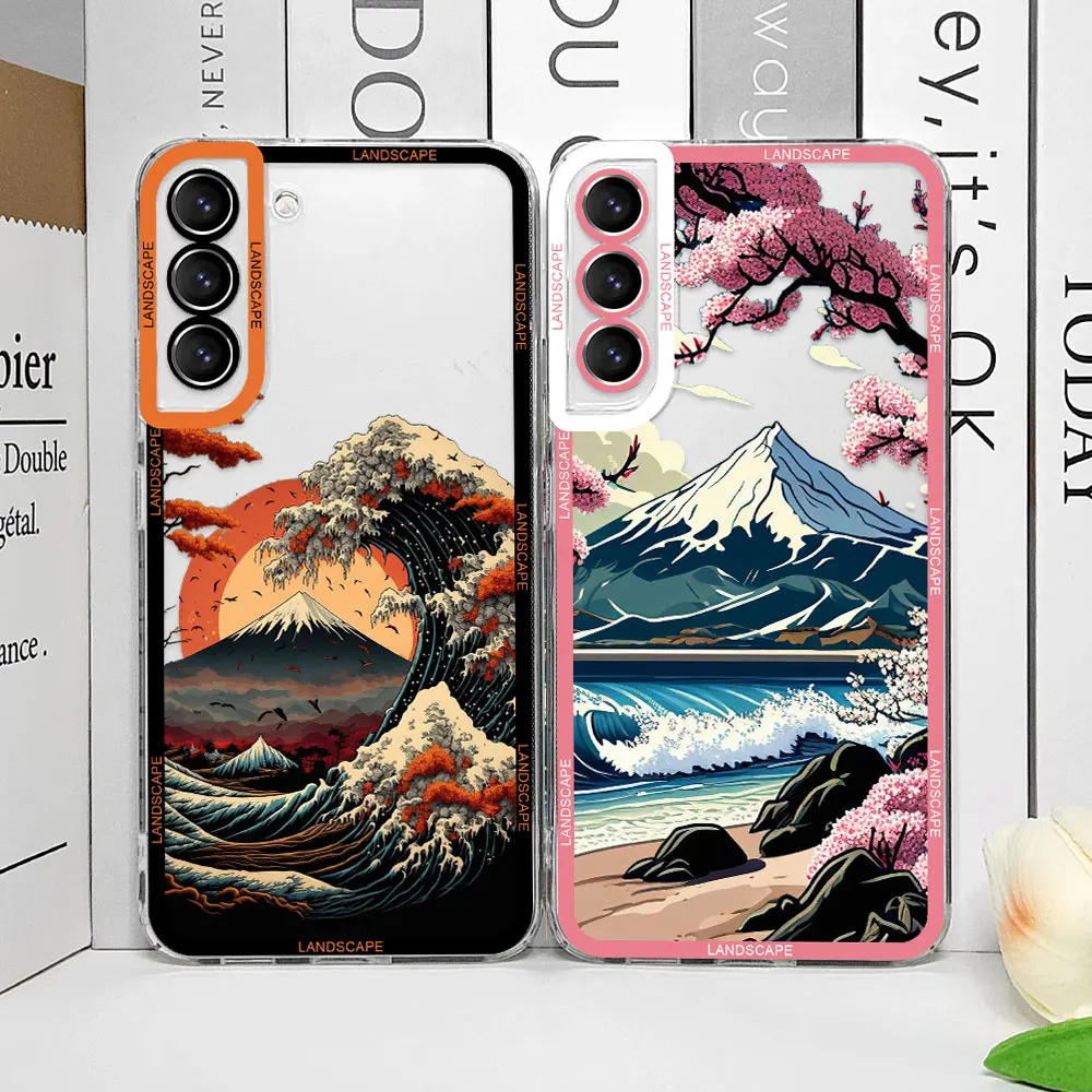 Japanische Bergwellen Handyhülle für Samsung Galaxy S26 S23 S24 S22 S25 Ultra Plus Cover für Galaxy S25+ S24+ S23+ S26+ S22+