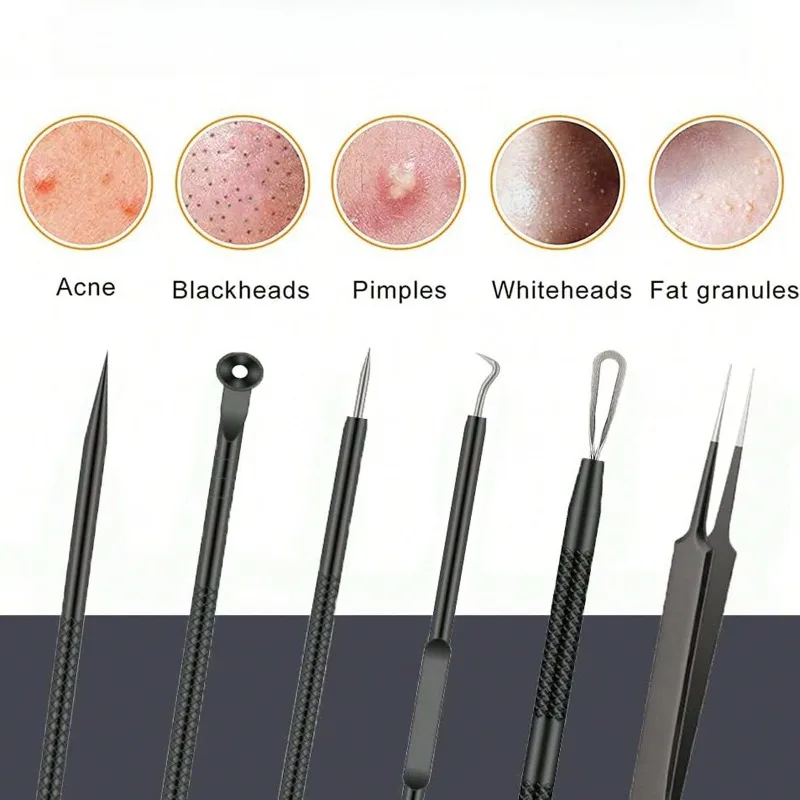 4/6Pcs/Set Acne Removal Needle Stainless Steel Clip Blackhead Removal Tool Blemishes Extractor Facial Skin Care Pore Clean Tools