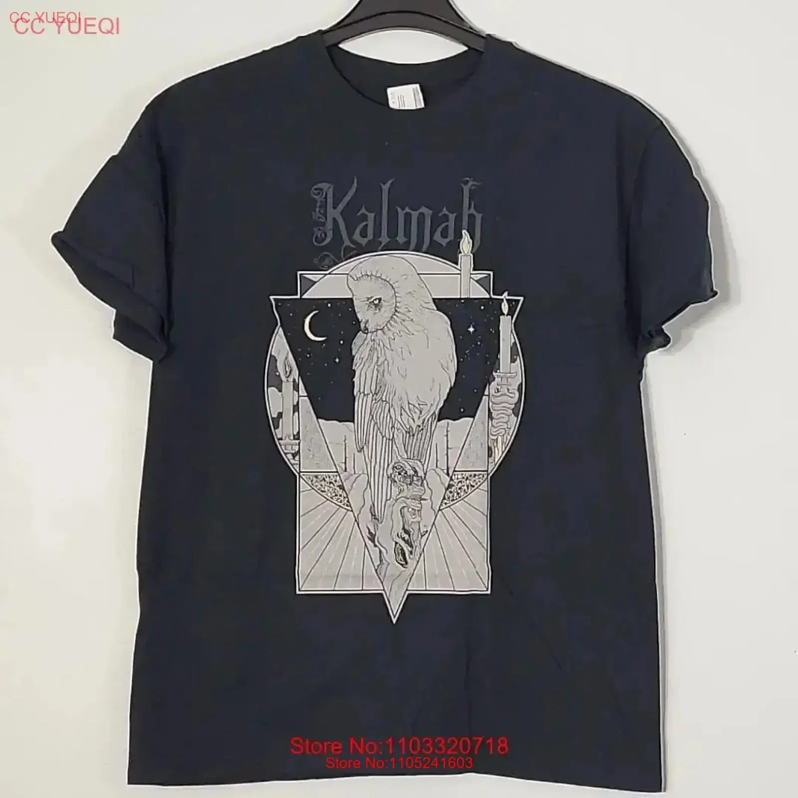 KALMAH Palo L LARGE Official T Shirt Black Mens Band Logo vintage Washed Stretched Top For Everyday Wear designer clothes