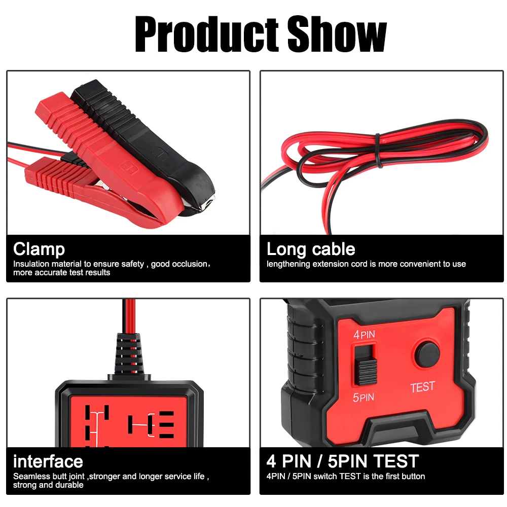 Automotive Electronic Relay Tester LED Indicator Light Car Relay Tester Universal 12V Car Battery Checker