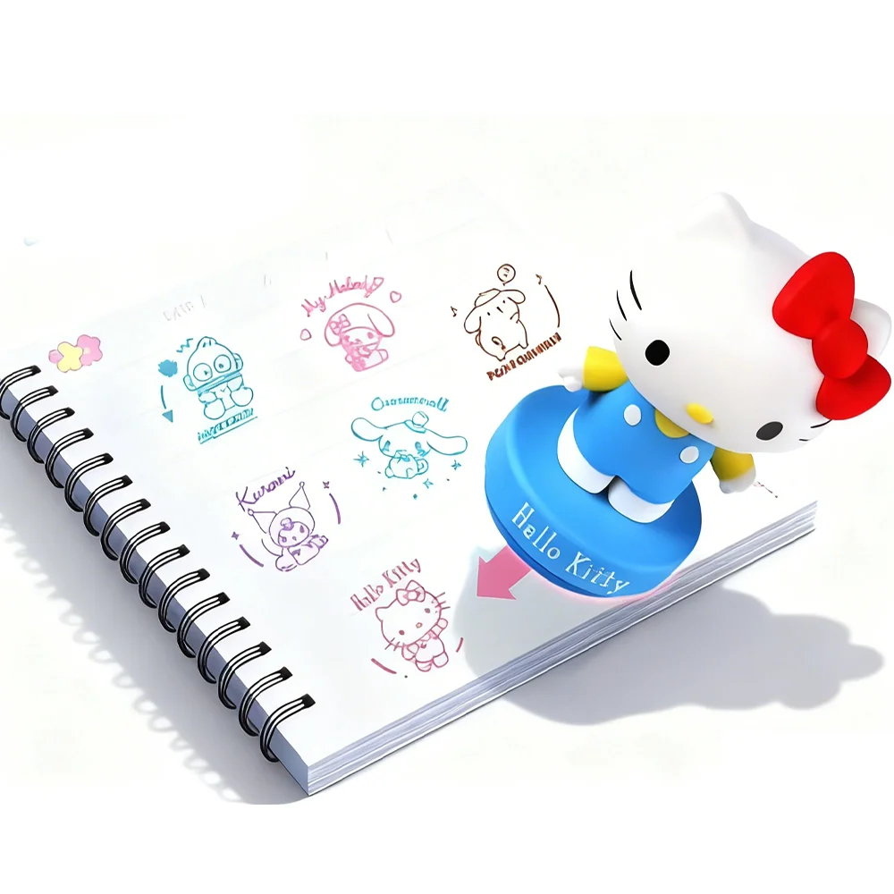Sanrio – boîte aveugle de sceau familial Hellokitty Kuromi, figurine tendance, jouet de dessin animé, timbre Hangyodun Mymelody, ornement, cadeau d'anniversaire pour enfants