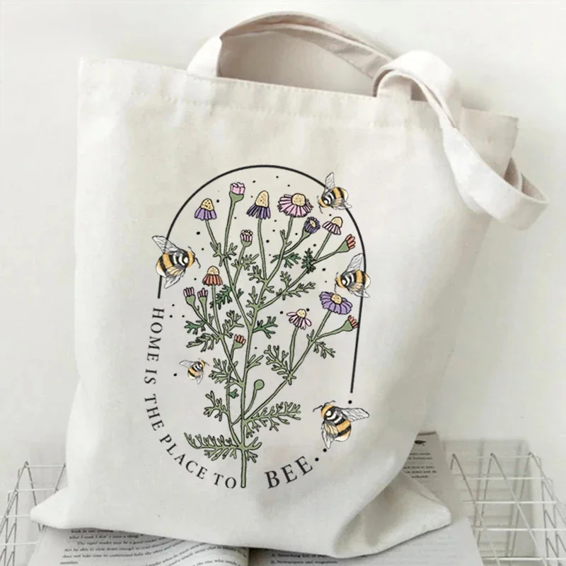Sunflower Bee Canvas Tote Bag "Spreand Kindness" Versatile Handbag for Commuter Work Student Class Underarm Women's Shoulder Bag