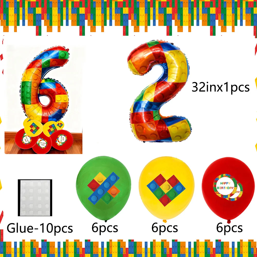 20 Stück Baustein Geburtstagsdekoration Ballon Set 32 ​ ​ Zoll Zahlen Zahlen Kinder Geburtstagsgeschenke Babyparty Partyzubehör – Detail 3