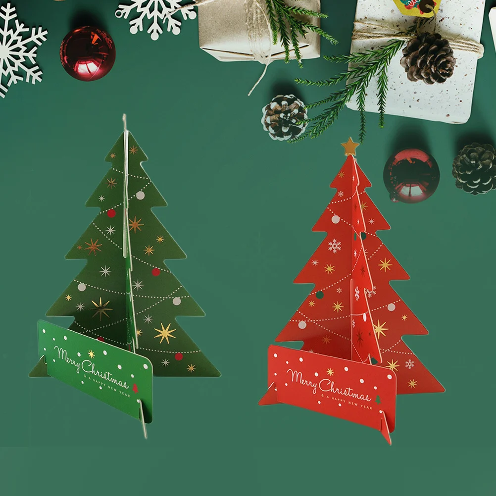 

2Pcs Paper Christmas Tree Unique Gift for Home Holiday Decorations Festive Joy Mini Decoration