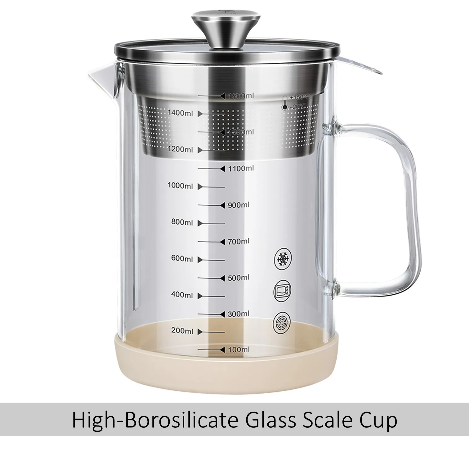 

LFGB Certificated Fall Resistant High-borosilicate Glass Juice Filtering Kettle -20℃~150℃ Resistant Kitchen Cooking Counting Cup