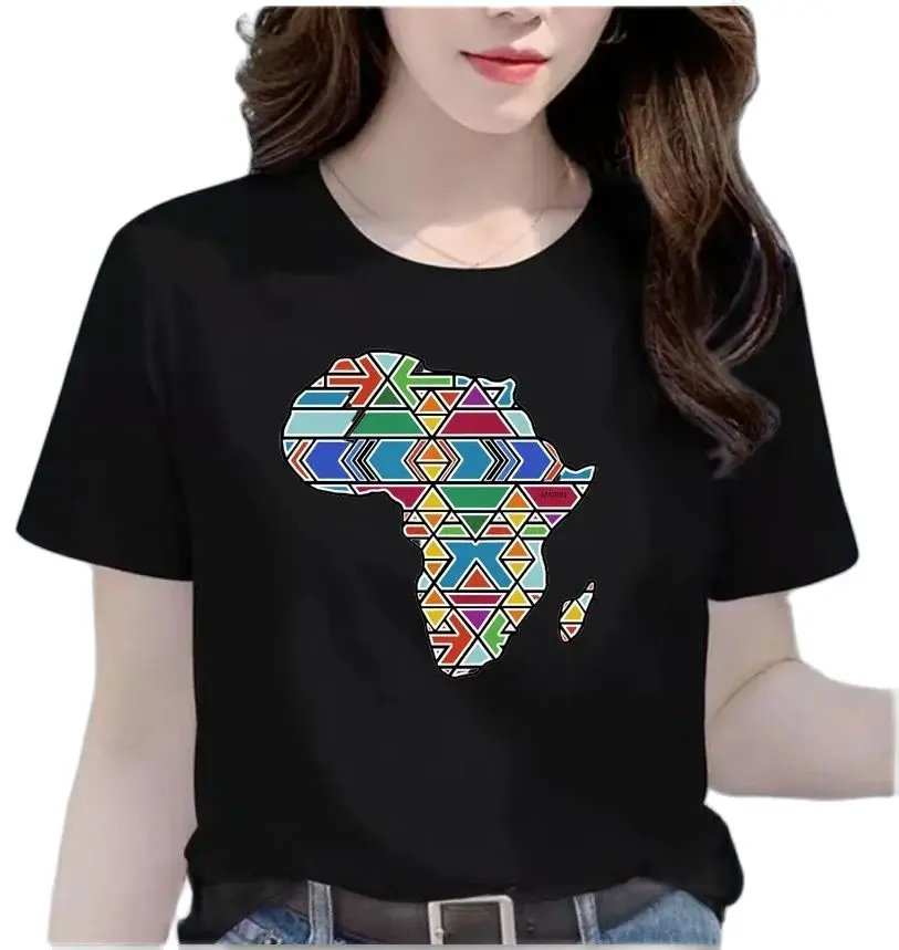 Fashion Popular Women's 3D Printed Landscape Short-sleeved Map of Africa T-shirt Oversized T Shirt Harajuku Kawaii Clothes Tee