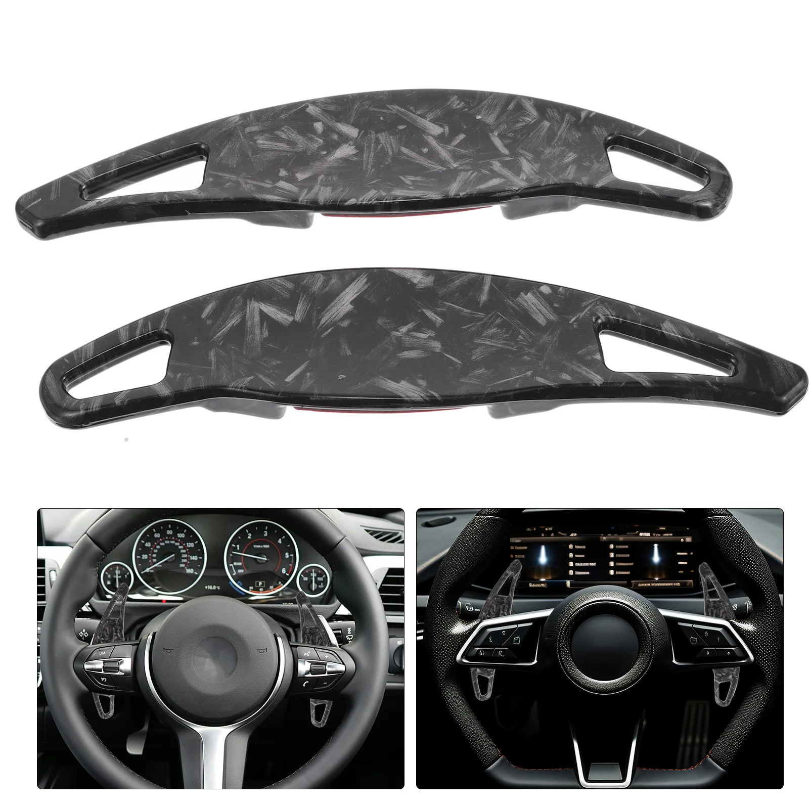 

2 Pcs Steering Wheel Paddles Auto Pattern Shift Car Extended Shifter Trim Water Transfer Abs Fiber Modified