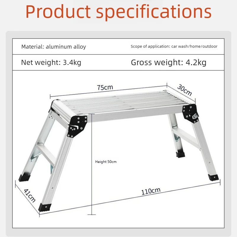 

Сверхпрочная складная лестница с противоскользящими ножками для мойки автомобилей, домашнего ремонта и работы на открытом воздухе, портативная алюминиевая стремянка