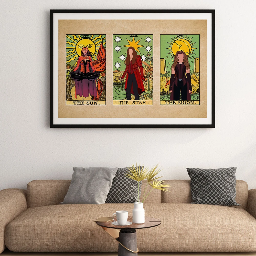 Disney Marvel Wanda Scarlet Witch Cards Retro Posters and Prints Moive Canvas Paintings on the Wall Art Pictures Home Decoration