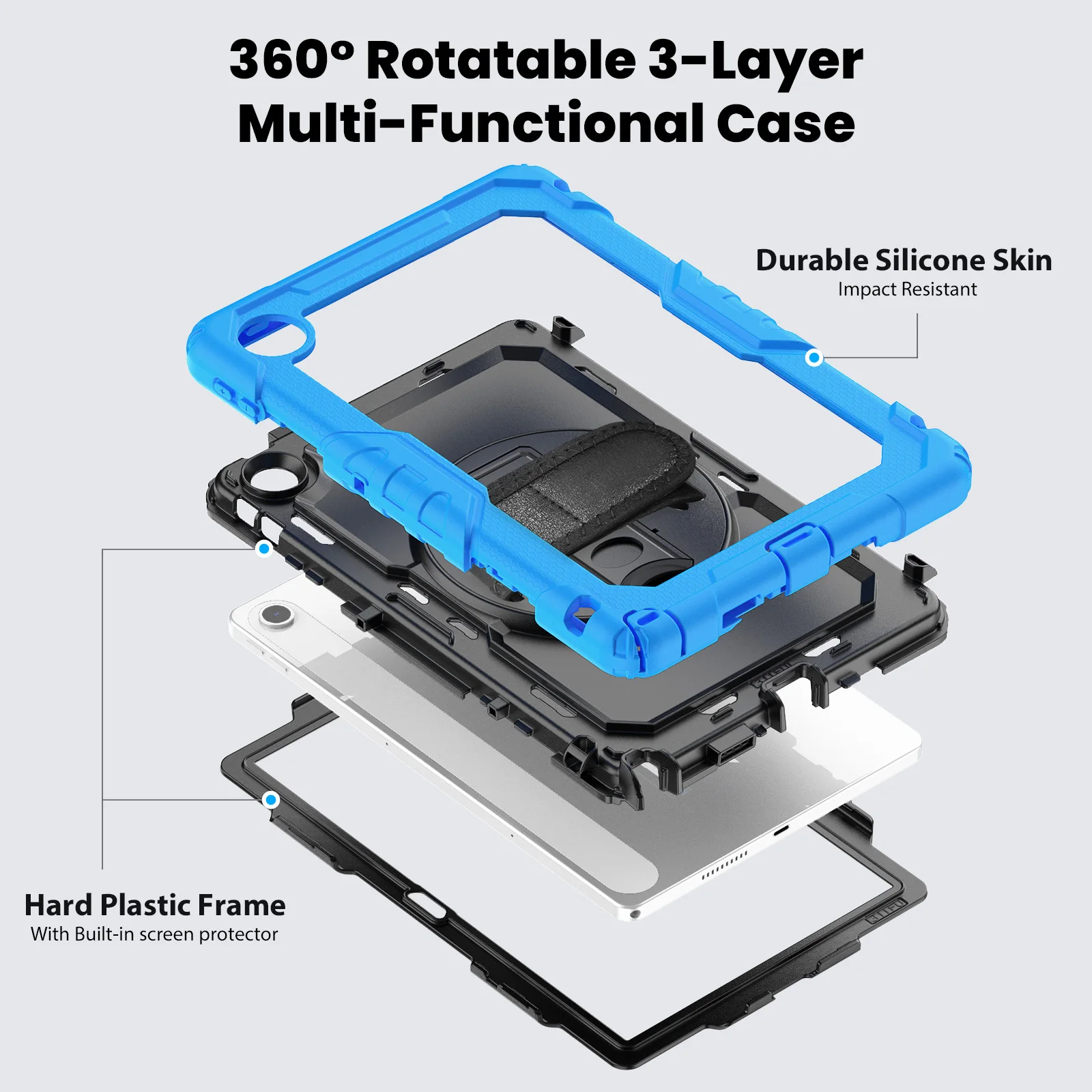 Case For Lenovo Tab 10.1 2025 K10C TB311XU TB311XU ZAEH0019IN ZAEH0180IN ZAEJ0054IN Rotating Stand Cover With Screen Protector