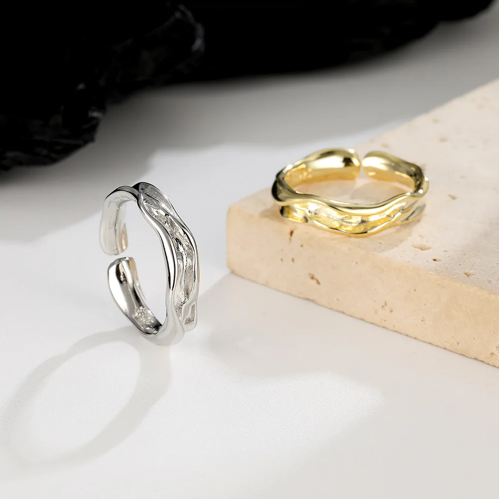 

925 Sterling Silver Trend Fashion Volcano Lava Element Irregular Ring Birthday Party Anniversary Gift