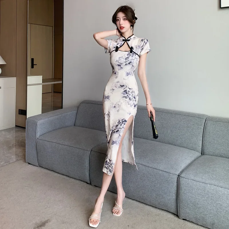 فساتين تشيباو التقليدية الأنيقة الحديثة الرومانسية البسيطة المطبوعة شيونغسام صيف 2025 فساتين صينية للمرأة الصغيرة المحسنة #4