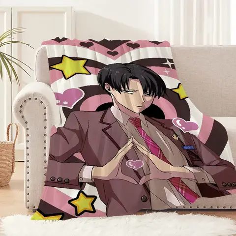 classic hot anime art cool L-Levi Ackerman chibi Flannel warm comfort soft plush blanket sofa living room bedroom travel gift