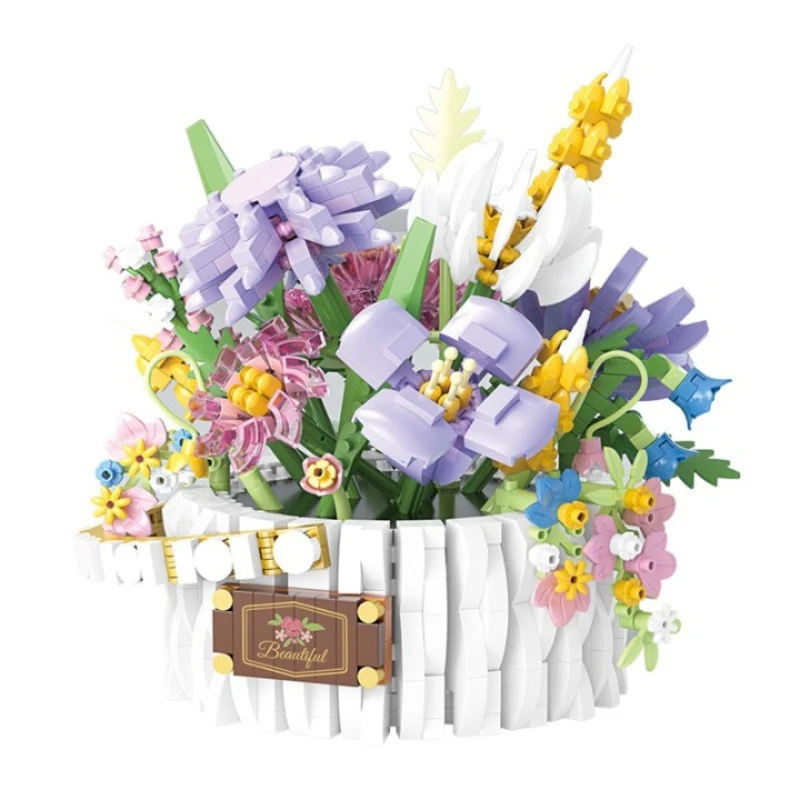 Flower Succulents Building Blocks Bouquet Bonsai Tree Gardens Romantic Bricks DIY Potted Plants Model Kids Kits Toys For Kids