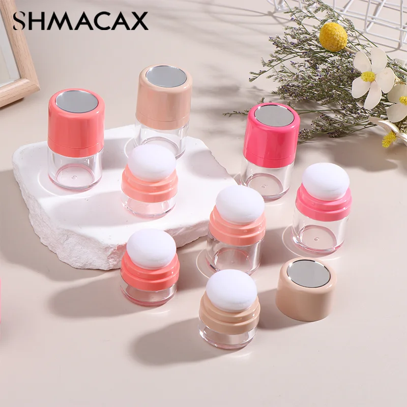 1pc Mini Empty Refillable Loose Powder Box With Powder Puff Diy Cosmetic Powder Case Blusher Finishing Powder Jar Container