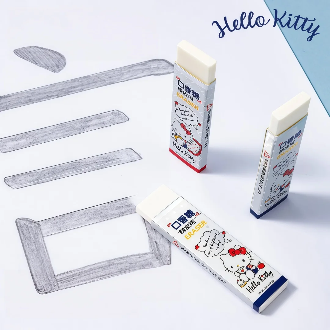 Sanrio Hello Kitty Chewing Gum-Shaped Eraser, Creative Realistic Chewing Gum Appearance, Clean with Few Debris, Not Easy to Break, Cartoon Eraser Stationery for Children and Students