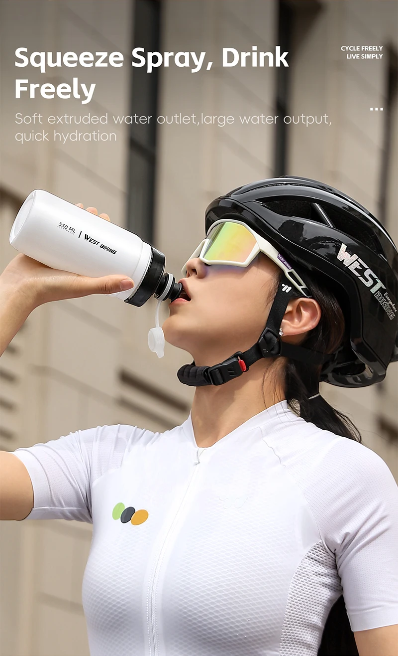 WEST BIKING 550/720ml Quetschbare Fahrrad-Trinkflasche Auslaufsicher BPA-frei Sportflasche für MTB Rennrad Outdoor Pendeln Radfahren – Detail 8