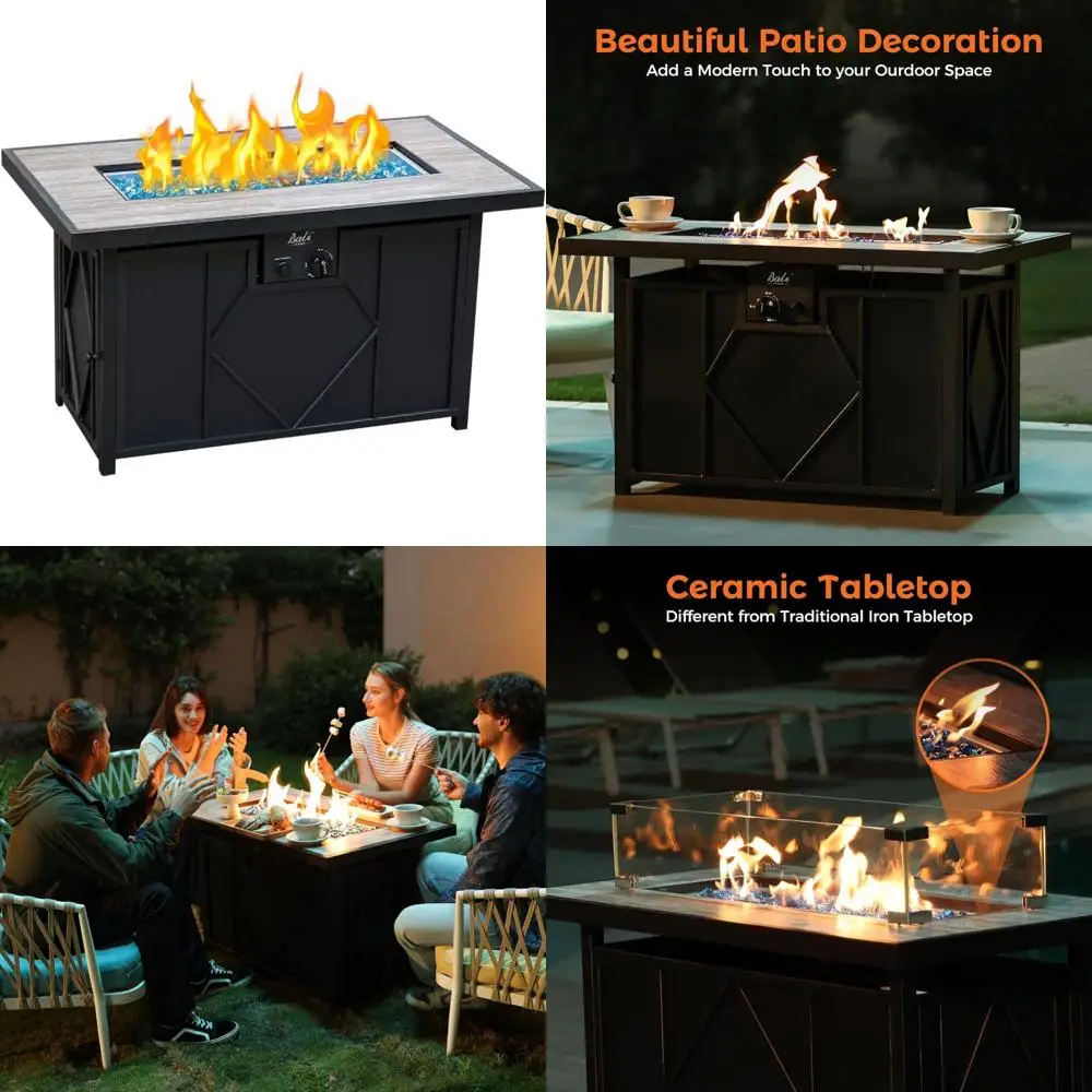 

Прямоугольный стол для костра с пропаном, 42 дюйма, 60 000 БТЕ, открытый дворик, задний двор, балкон, камин