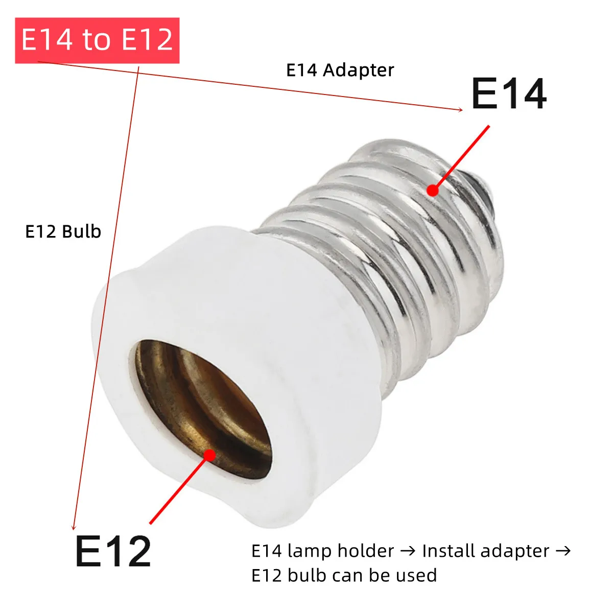 5pcs E14 to E12 / E12 to E14 Socket Adapter Lamp Converter Adapter European Base LED Light Holder Changer