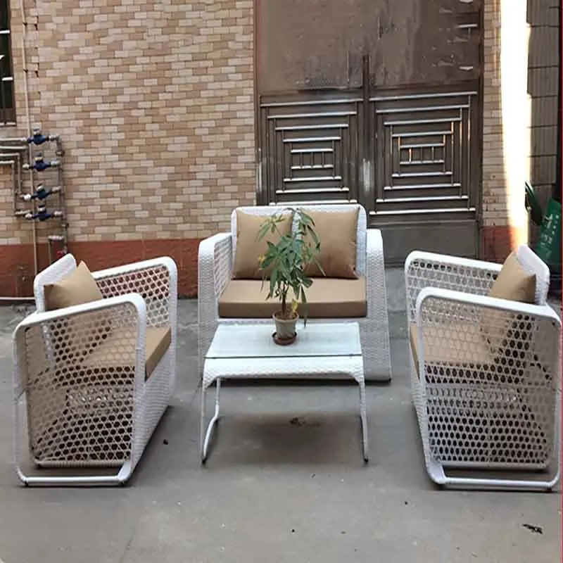 !@Modern Durable Rattan Outdoor Sofa Set with Waterproof Cushion for Balcony Courtyard & Garden