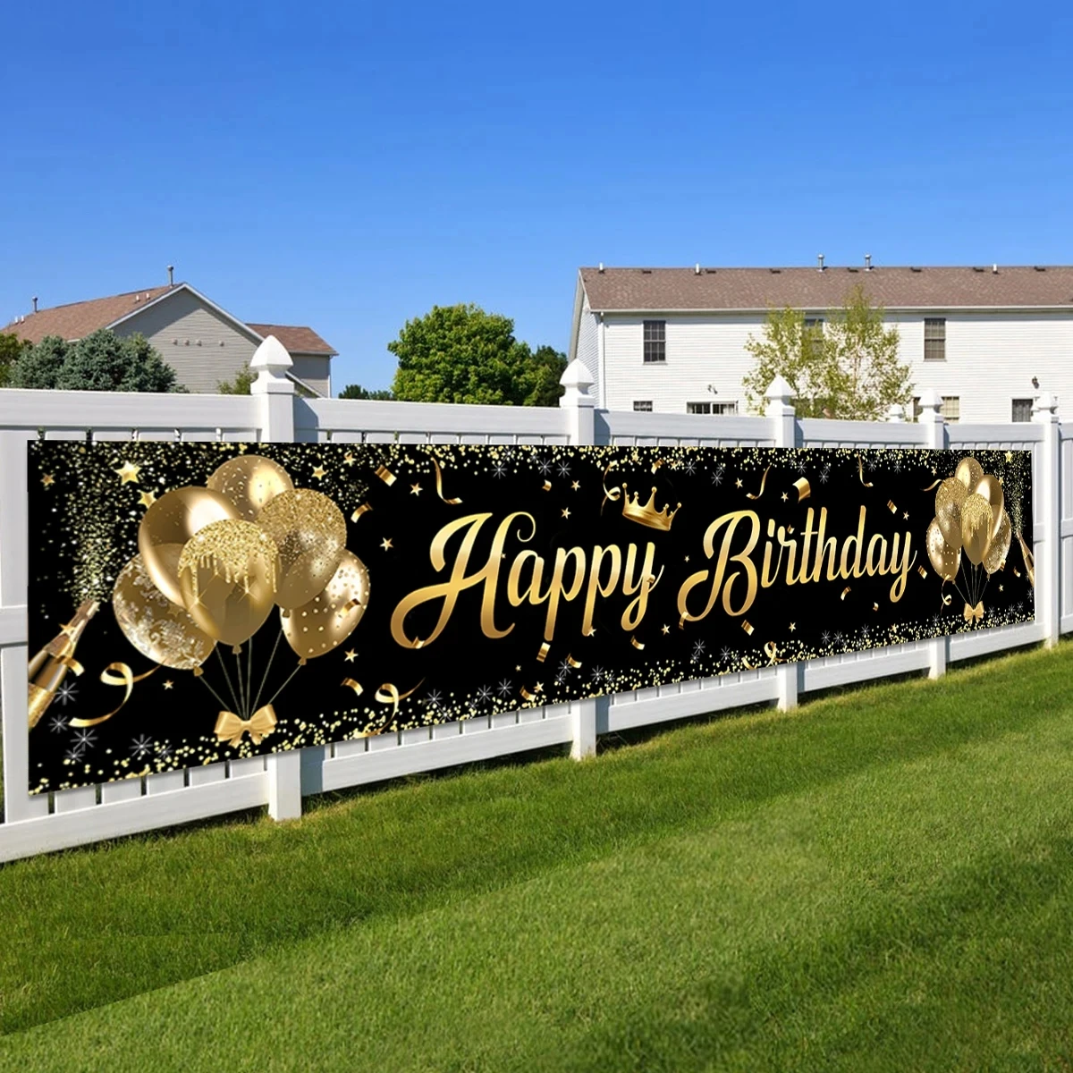 VIKAMA Alles Gute zum Geburtstag Hintergrund Dekoration 30 40 50. Geburtstag Banner Erwachsene Schwarz Gold Geburtstag Party Supplies Foto Requisiten