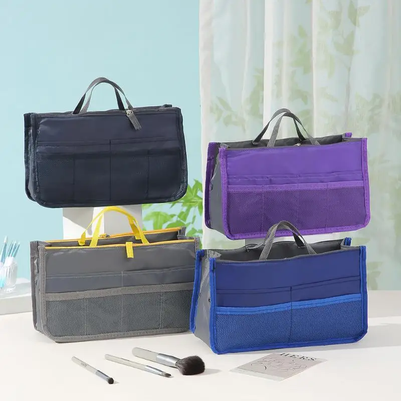 Multifunktionale Doppelreißverschluss-Aufbewahrungstasche mit großer Kapazität für Make-up und Toilettenartikel, große Klassifizierungstasche – Detail 10