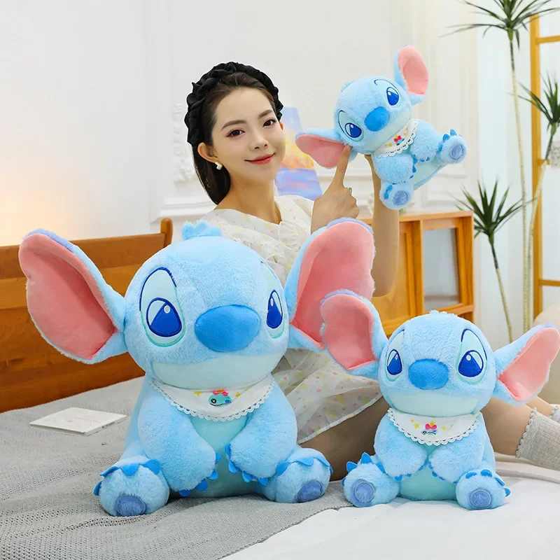 

25/60cm Lilo and Stitch Disney Plush Toys Classics Kawaii Anime Cartoon Plushie Bib Stich Dolls Soft Stuffed Gift for Kids
