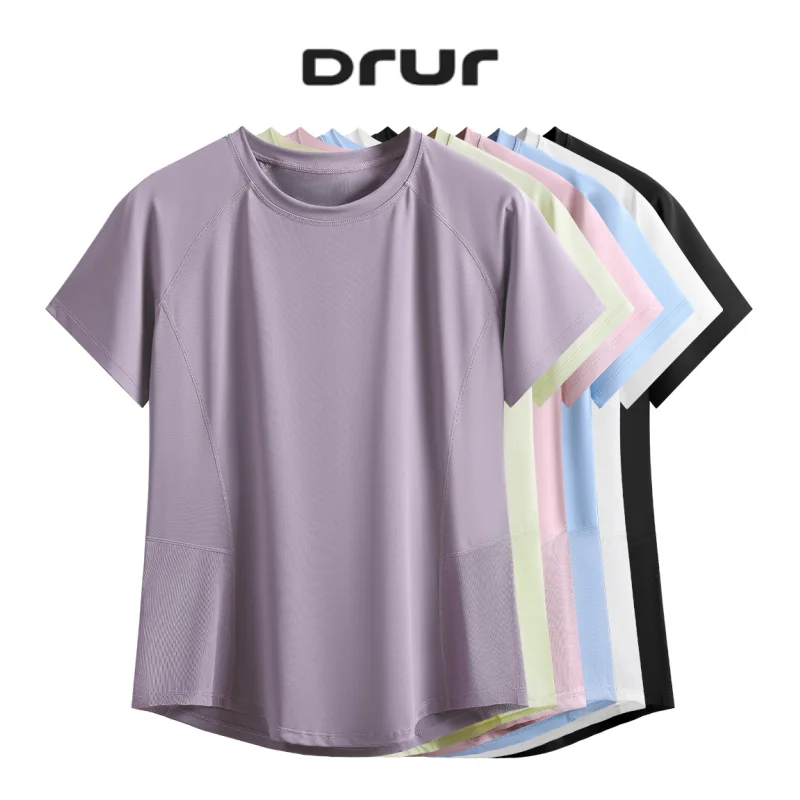 

DRUR Yoga Tops Women Sportswear Breathable Quick Dry Short Sleeve Workout T Shirt Running Jogger Gym Yoga Clothing Activewear