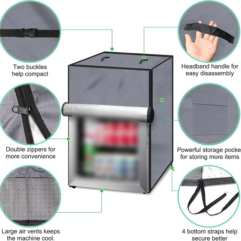 

Вертикальный чехол для холодильника 210D ткань Оксфорд водонепроницаемый уличный пылезащитный козырек защитный чехол для вертикальных морозильных камер холодильников