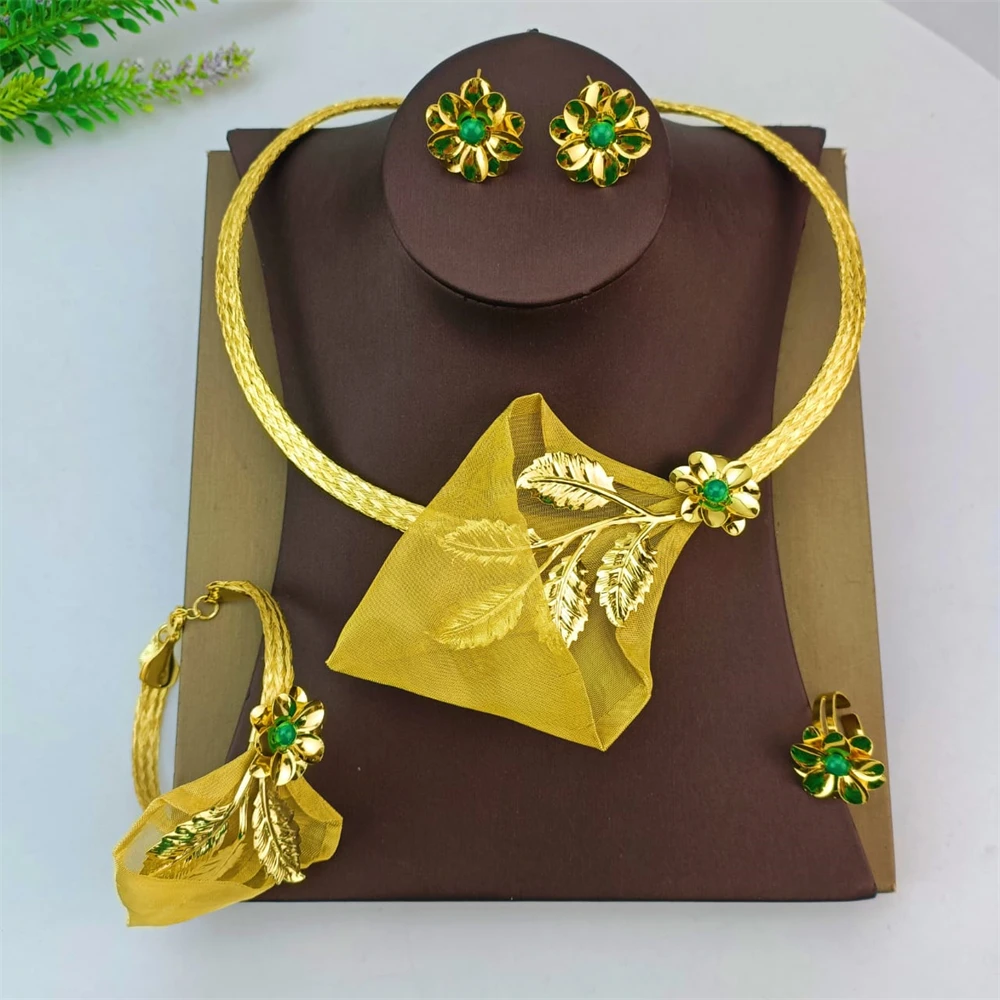 EMMA New Trendy Dubai Goldplated Jewelry Set African Nigeria Luxury Women Wedding Handmade Brazilian Jewelry