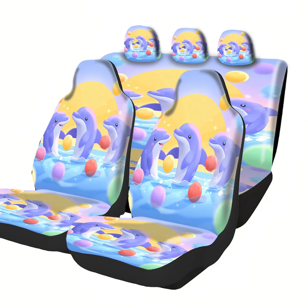 Car Seat Covers - Halloween Christmas New Year Easter Dolphins Bubbles Sunset Premium Lucky Gift For Friends Fit For Cars SUVs