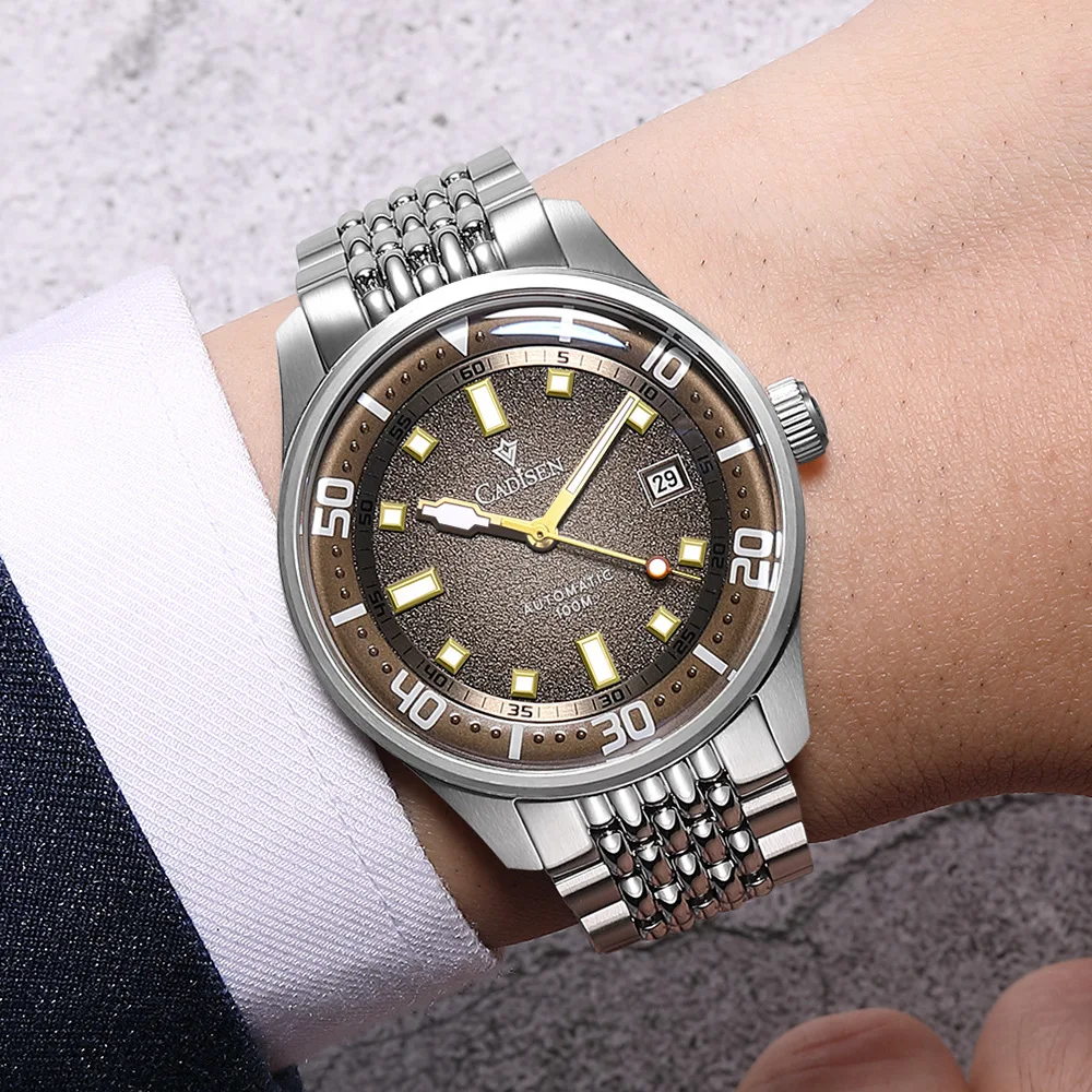 Cadisen For Men`s Watch Meteorite Miyota Movement Skeleton Mechanical Automatic Male Casual Wristwatch Sapphire 5atm Waterproof