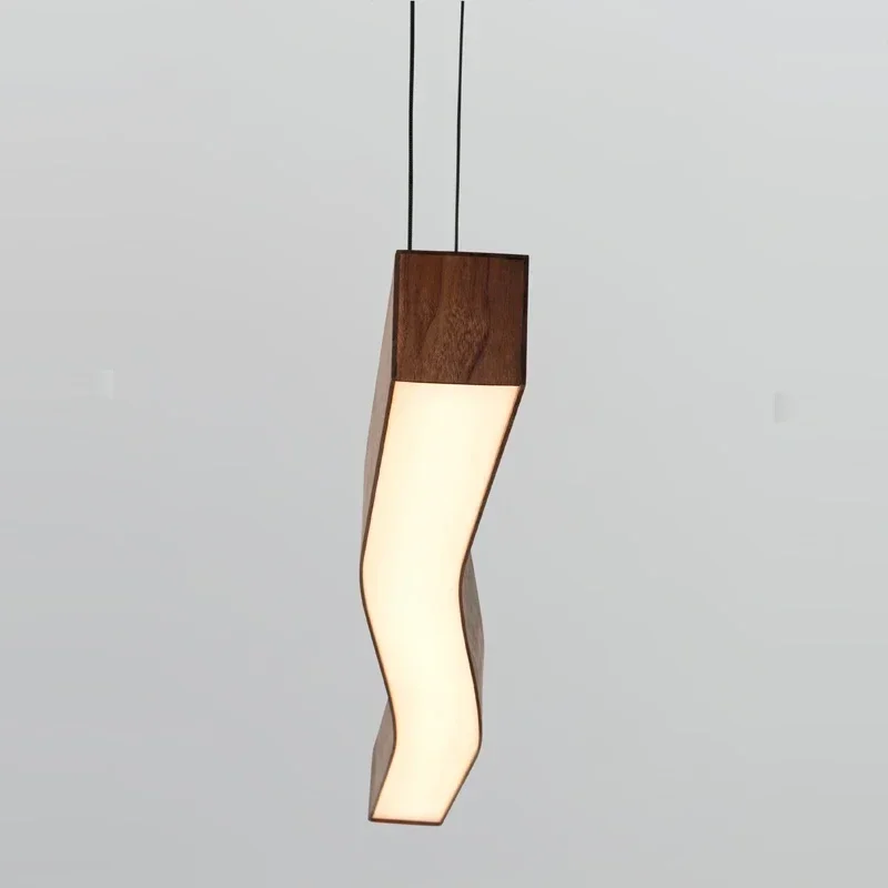 New Chinese Restaurant Chandelier Minimalist Japanese Study Room Lamp Modern Creative Art Wood Grain Lamp