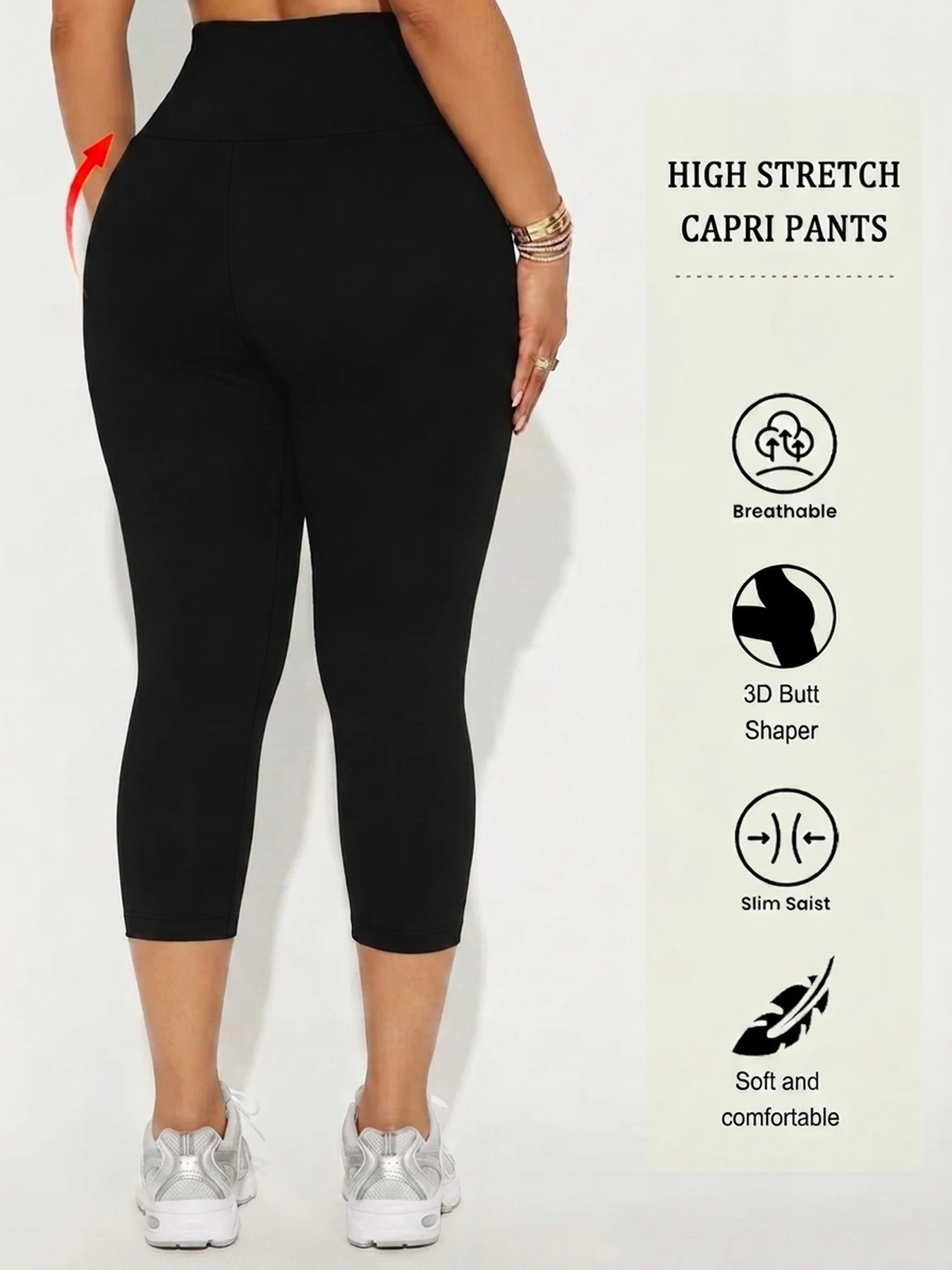 High Waisted Capri Pants for Women with Pockets Super Soft Tummy Control Workout Running Yoga Athletic Leggings