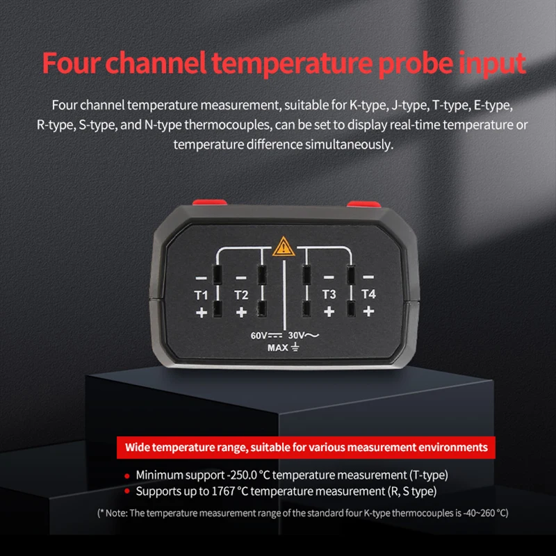 UNI-T Digital Thermometer 4 Channel UT325F Temperature Tester J/T/E/R/S/N/K Type Thermocouple Bluetooth Data transmission