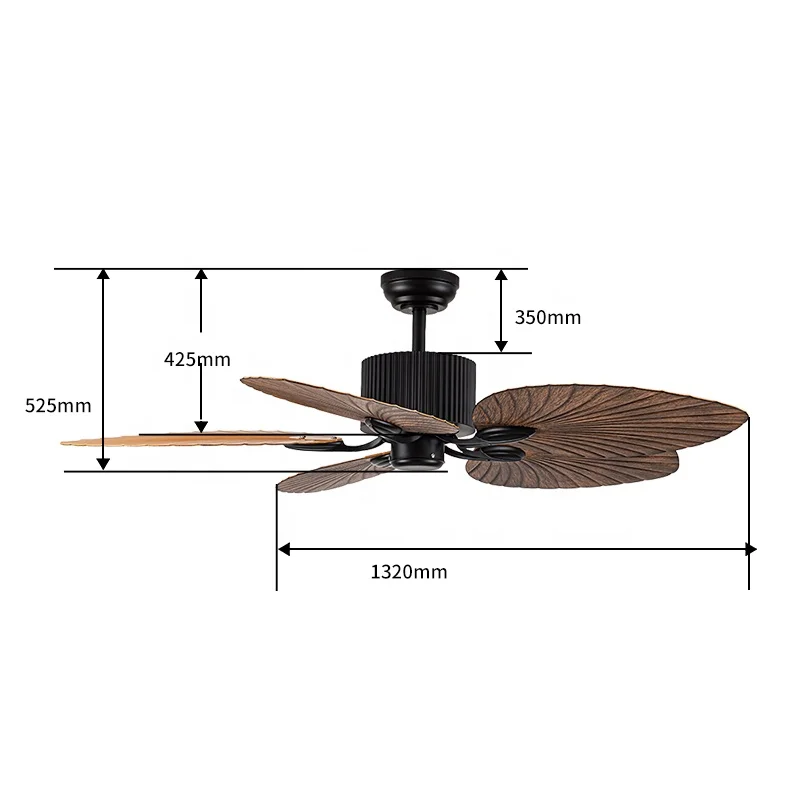 Premium Tropical Style Big Banana Leaf Brushless Dc Electric Ceiling Fans Easy Install for Living Room