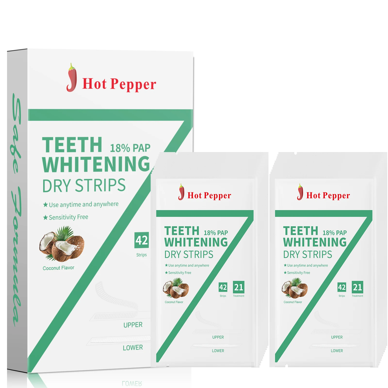 

Dental Teeth Whitening Strip 21 Pair Dry Strip For Teeth Whitener Dental Bleaching Professional 18% PAP Oral Care Mint Flavor