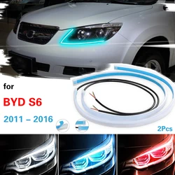 For BYD S6 2011-2016 Daytime Running Light Strip Flexible Waterproof Led Signal Light Headlight Start-Scan Flow Lamp DRL 12V