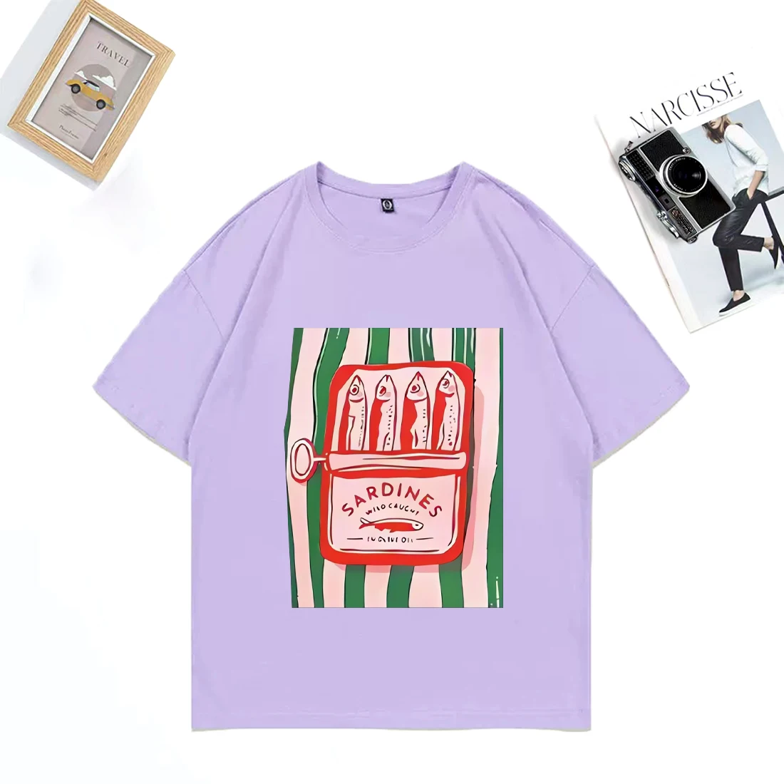 Sardines Can Graphics T-Shirt Men Women Hip Hop streetwear plus size tops Cotton vintage clothes Fashion Short Sleeve T Shirts