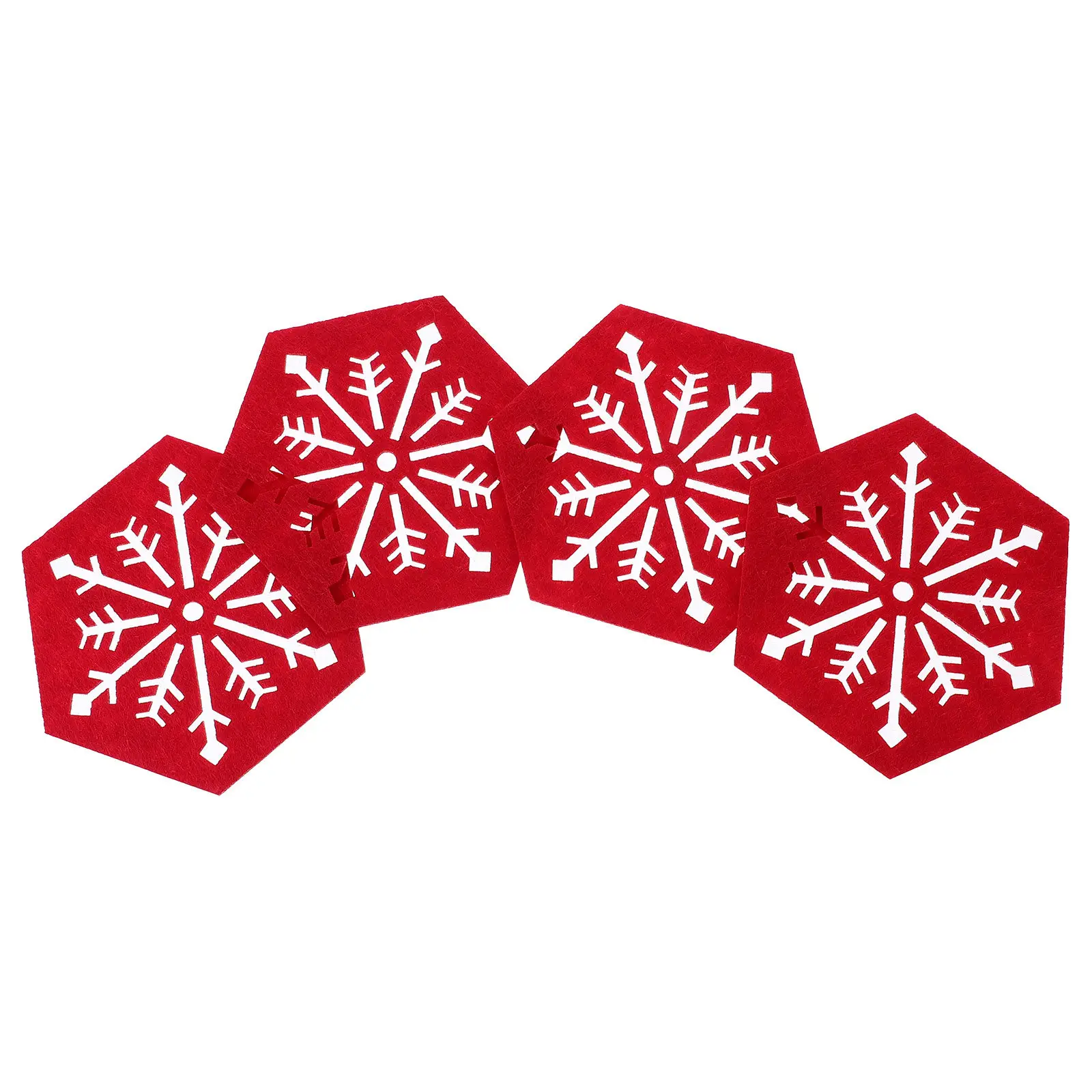 4Pcs Snowflake Cup Mats Christmas Hexagon Place Mats Heat Resistant Table Decor Party Supplies Xmas Table Mat Place Mat