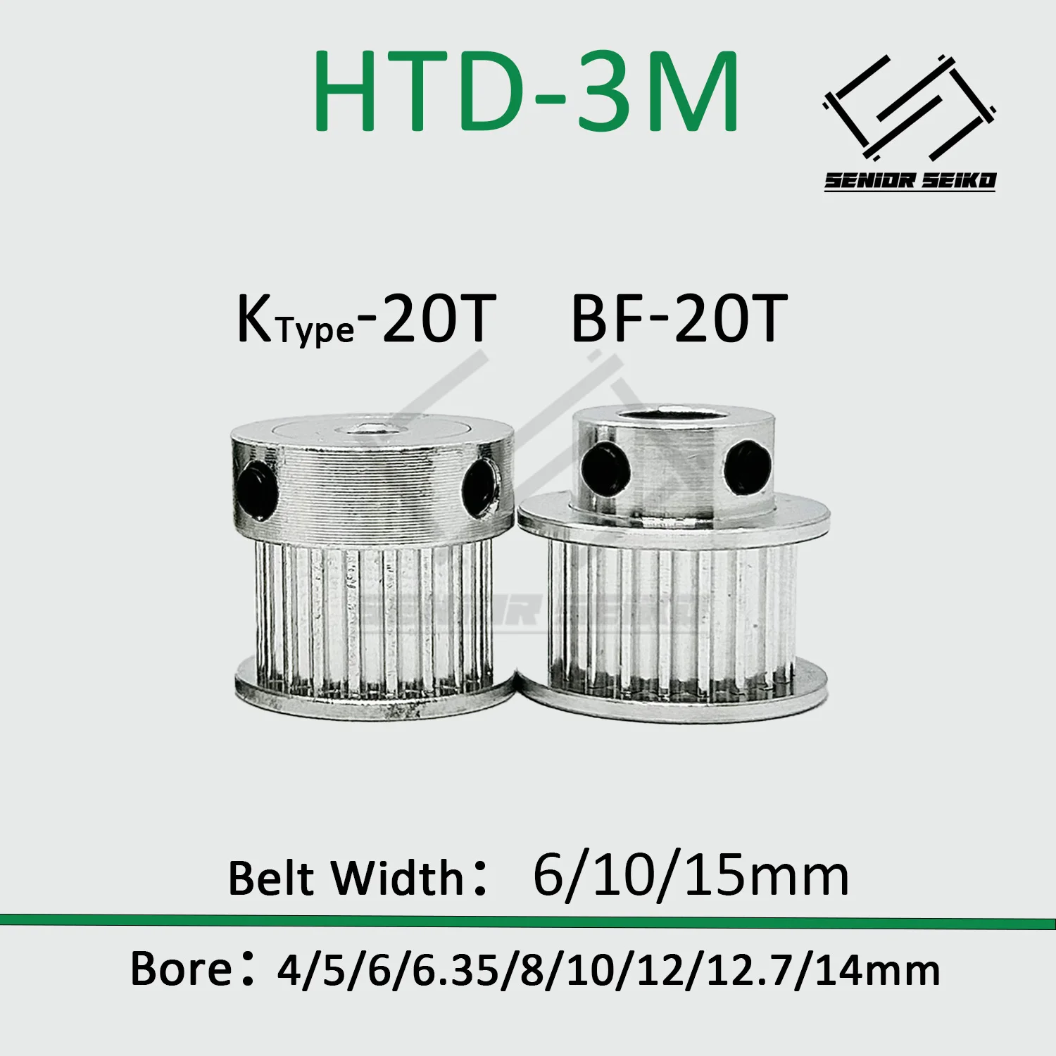 HTD3M Timing Pulley 3M 20teeth Belt Width 6/10/15mm Bore 4/5/6/6.35/8/10/12/12.7/14mm Synchronous Wheel  Pitch 3mm Belt Pulley