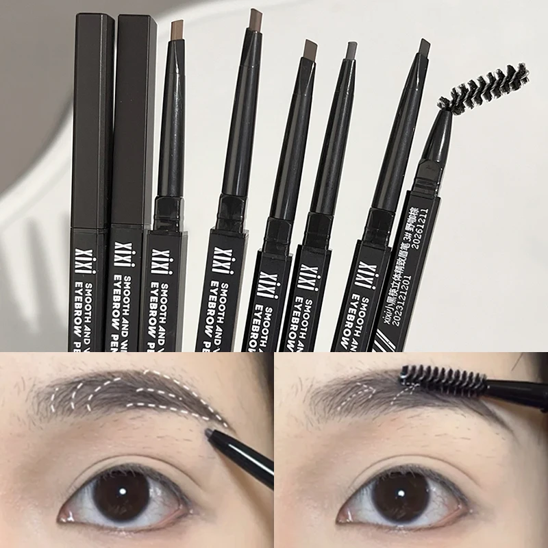 Double Ended Natural Black Grey Eyebrow Pencil Waterproof Long Lasting Eyebrow Tattoo Tinted Brow Enhancers Makeup Cosmetic Tool