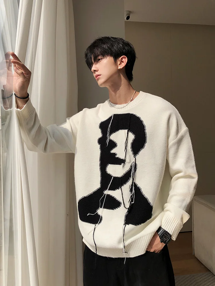 Maglioni uomo Chic Vintage Baggy Slouchy Knitting pullover All-match stile giapponese Harajuku High Street manica lunga autunno nuovo