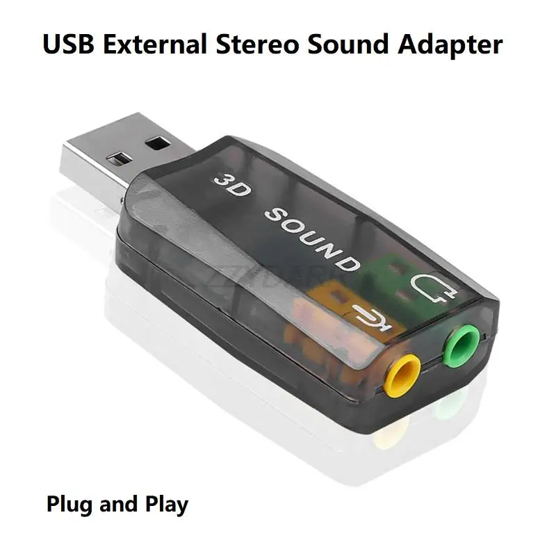 Tarjeta de sonido USB a micrófono de 3,5mm, conector de auriculares estéreo, Adaptador de Audio 3d para ordenador portátil, PS5, Plug and Play