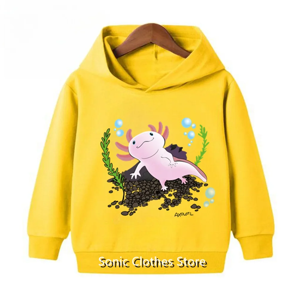 Kids Hoodie Cute Pink Aquatic Creature Seaweed Bubble Print Long Sleeve Pullover Hooded Sweatshirt Autumn Children Tops