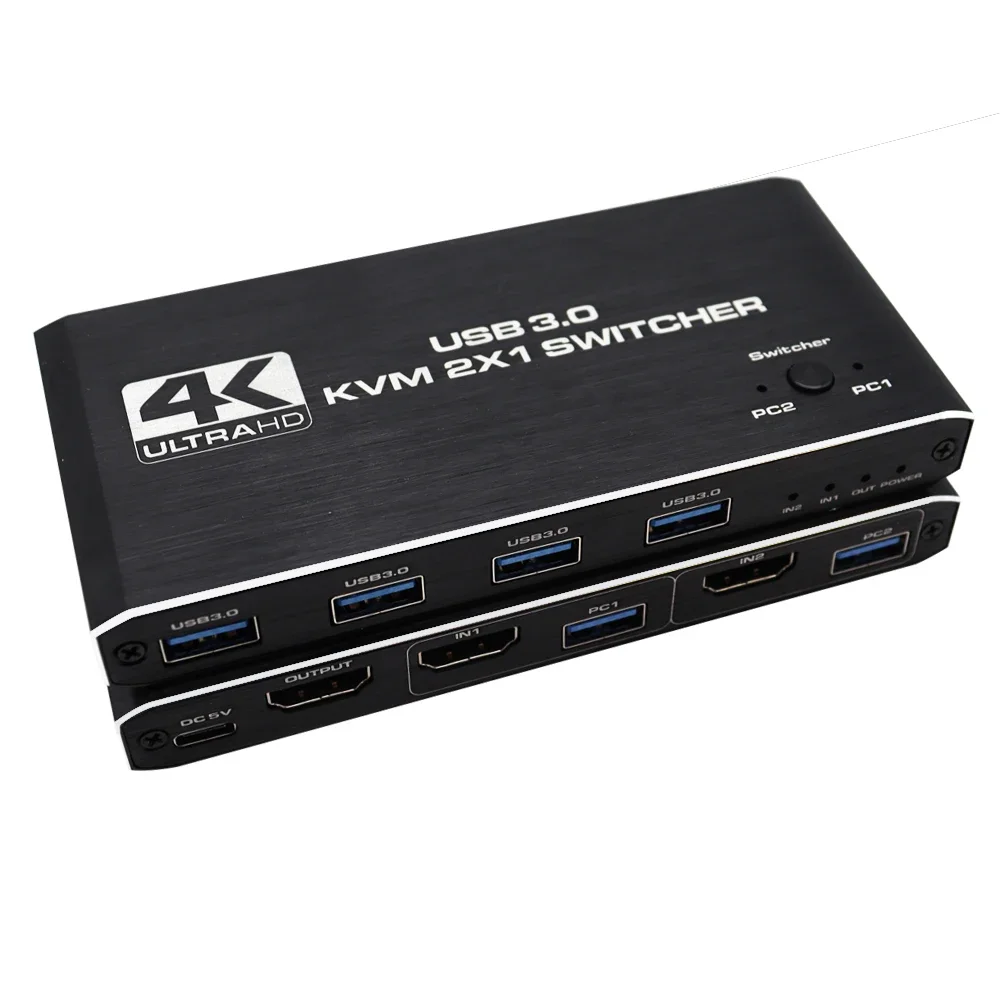 4K HDCP USB KVM Switch HDMI-compatible Box Share 2 Devices / Keyboard& Mouse Set Adaptive EDID / HDCP Printer Plug and Play