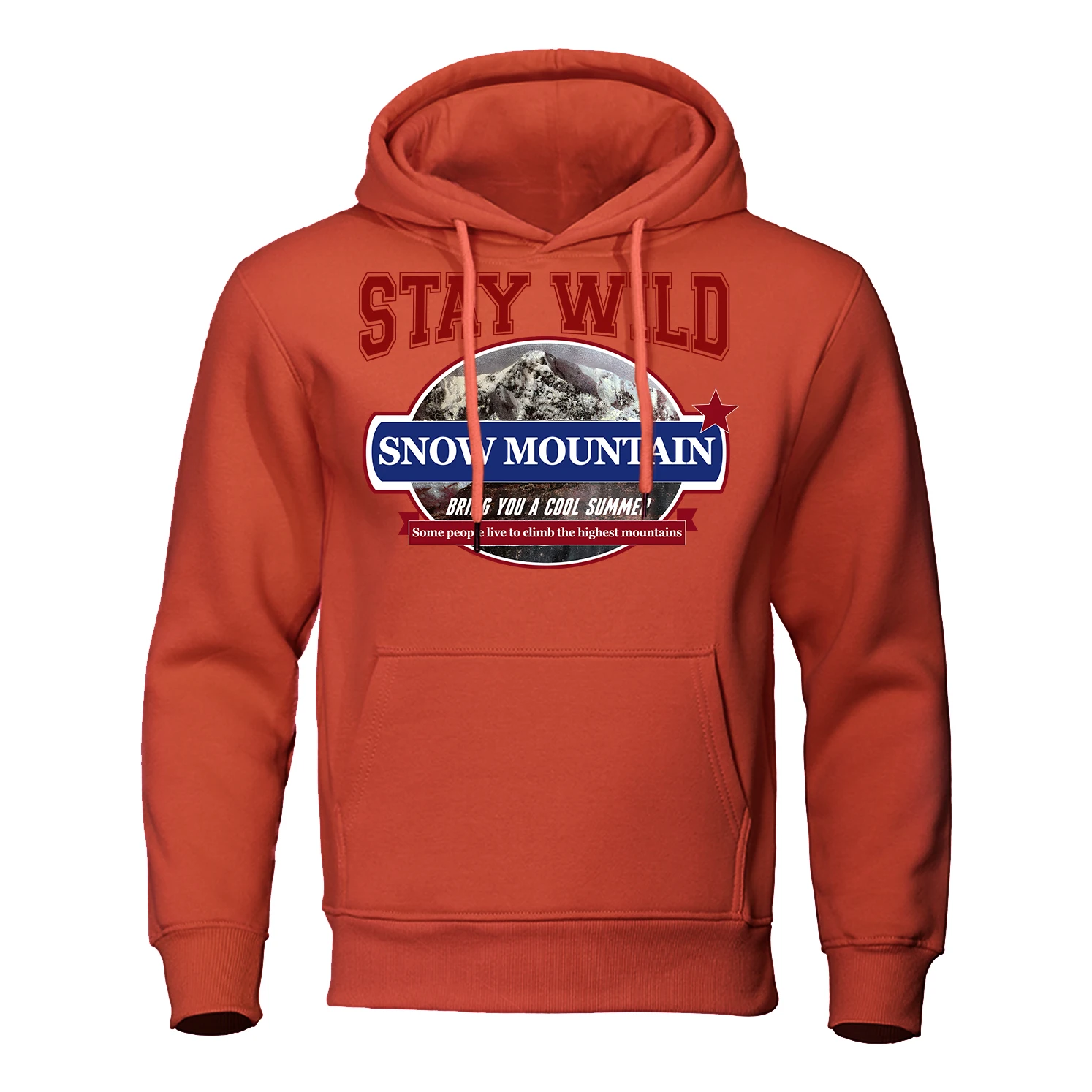 Stay Wild Snow Mountain Print Hoodies Mens Hip Hop Street Hoody Crewneck Casual Clothes Oversized Fleece Hip Hop Men Sweatshirt