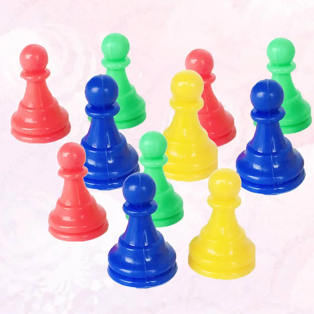 

64Pcs Plastic Chess Set Multicolor for Kids Beginners Learning Board Game Accessories with Red Yellow Blue Green Black White