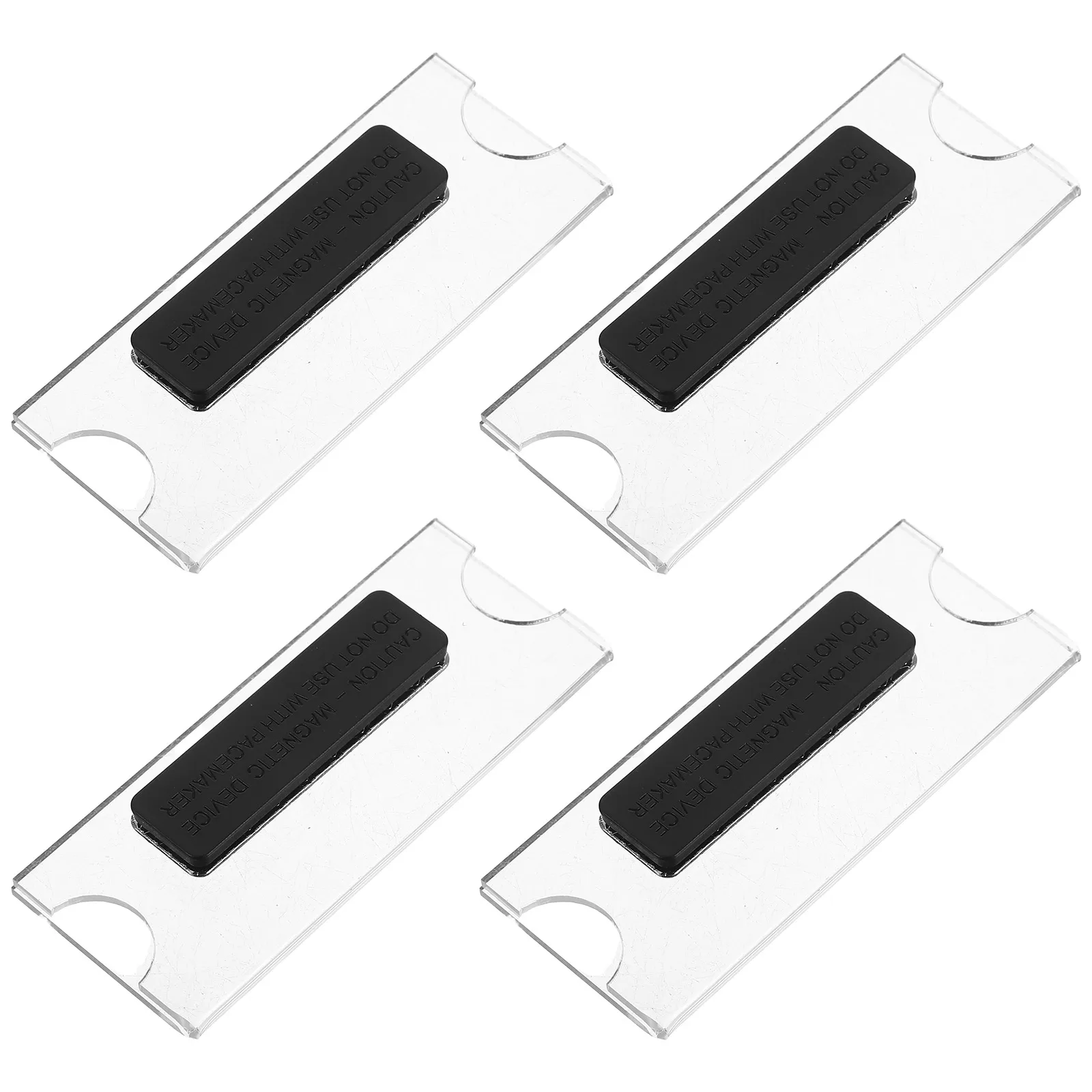 

4 Pcs Acrylic Magnetic Transparent Breast Card Student Badge Holder with Pocket